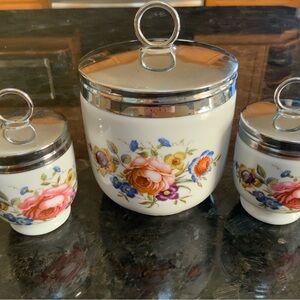Royal Worcester Set of Three Egg Coddlers -A Double and two Singles